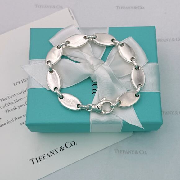 Tiffany & Co. Pebble Link Oval Bracelet Sterling Silver Italy Vintage W/ Pouch - Picture 9 of 13